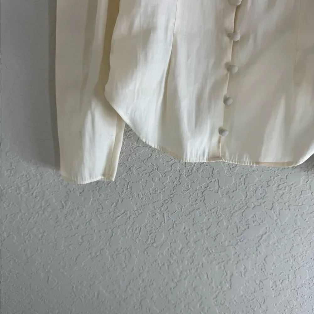 & Other Stories Cream Square Neck Button-Up Blouse Size 0 - Picture 5 of 11